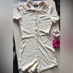 White Fox Romper: Golden Light Terry Playsuit